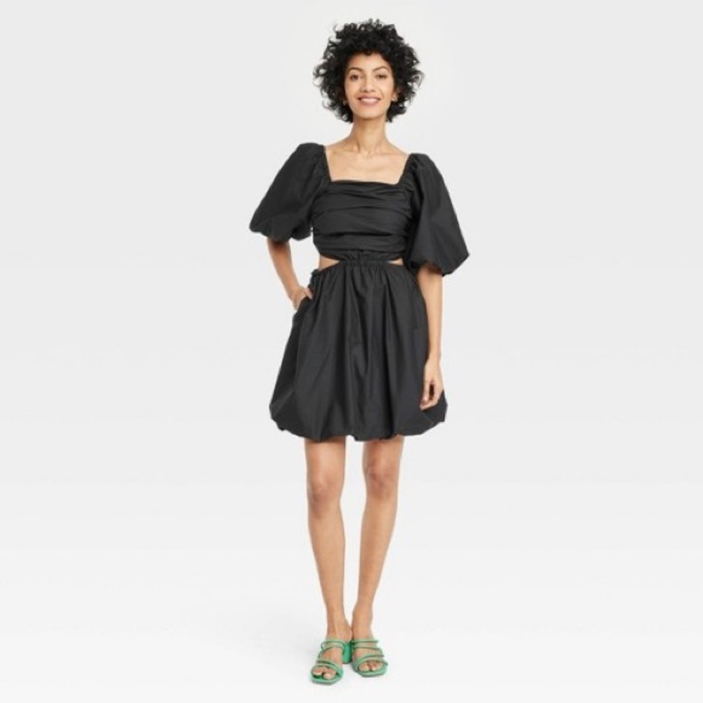 Puff Short-Sleeve Cutout Bubble A-Line Dress from A New Day